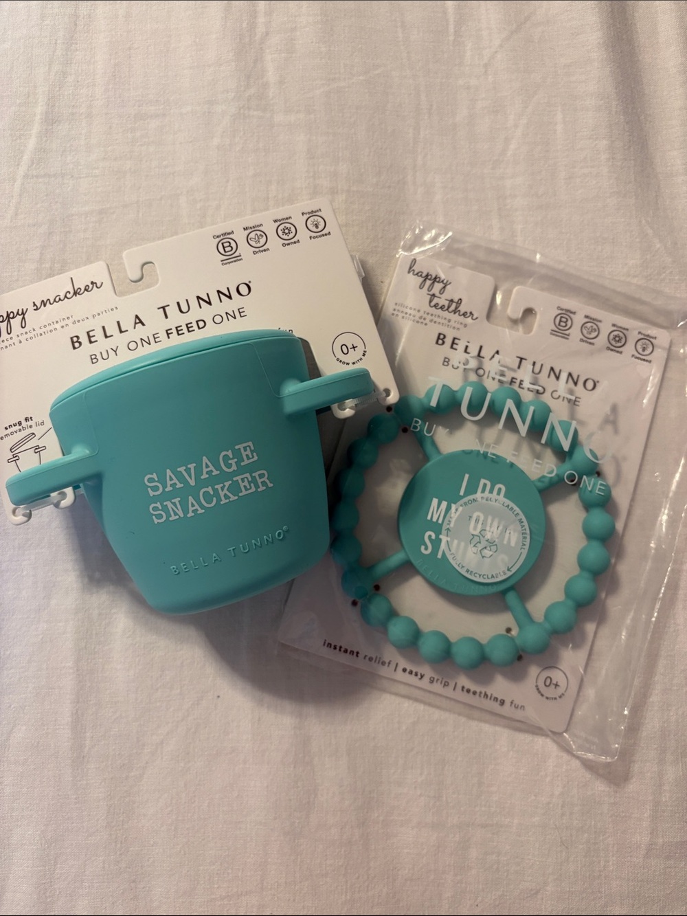 Teal 'Savage Snacker' Snack Cup and Teether Set for Kids